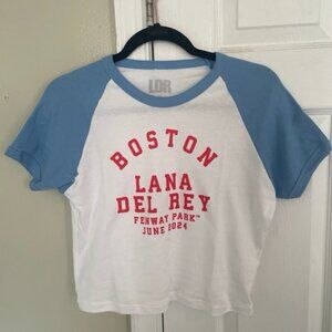 Lana Del Rey Fenway Ringer crop top | Logo Baby Raglan Tee